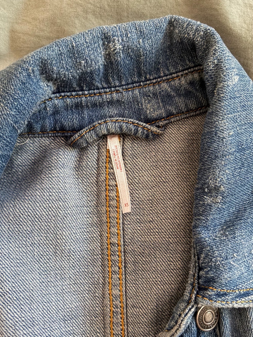 Free People Embroidered Light Blue Distressed Denim Jacket - Picture 4 of 4